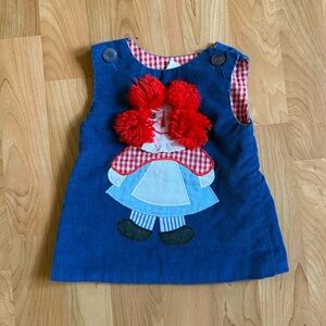 Vintage The Pond Raggedy Ann Dress Blue Corduroy Baby Large